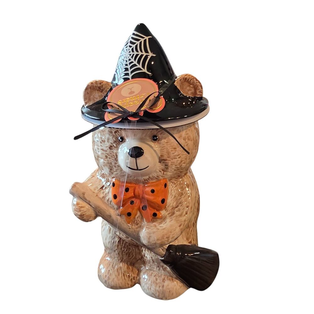 Halloween Creepy Critters Witch Teddy Bear Cookie Jar 10" TikTok Viral NEW
